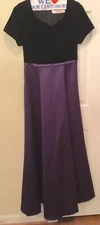 Long Formal Dress Purple Skirt Black Velvet Top Sizes 2/4/6 concerts, recitals
