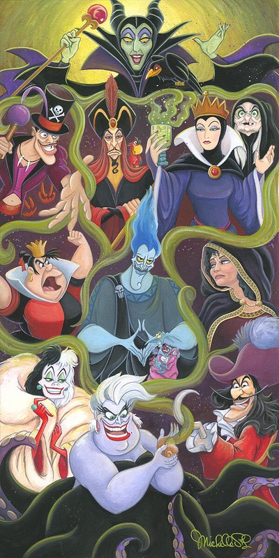 Disney Art Michelle St. Laurent Signed Ltd Ed 195 Canvas Collection of Villains