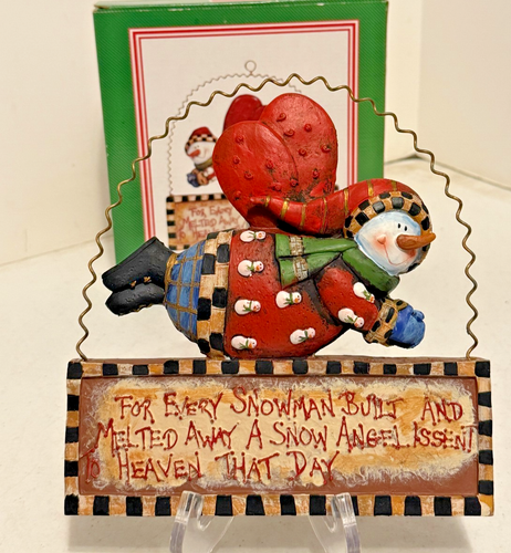 Rustic flying snowman Wall Hanger ornament Resin 8'' x 8'' Xmas NEW - Picture 2 of 7
