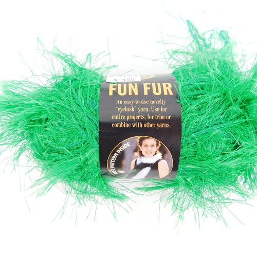 (2) Lion Brand Fun Fur Yarn BRIGHT YELLOW and KELLY GREEN Eyelash 1.75oz (50g) - Picture 10 of 13