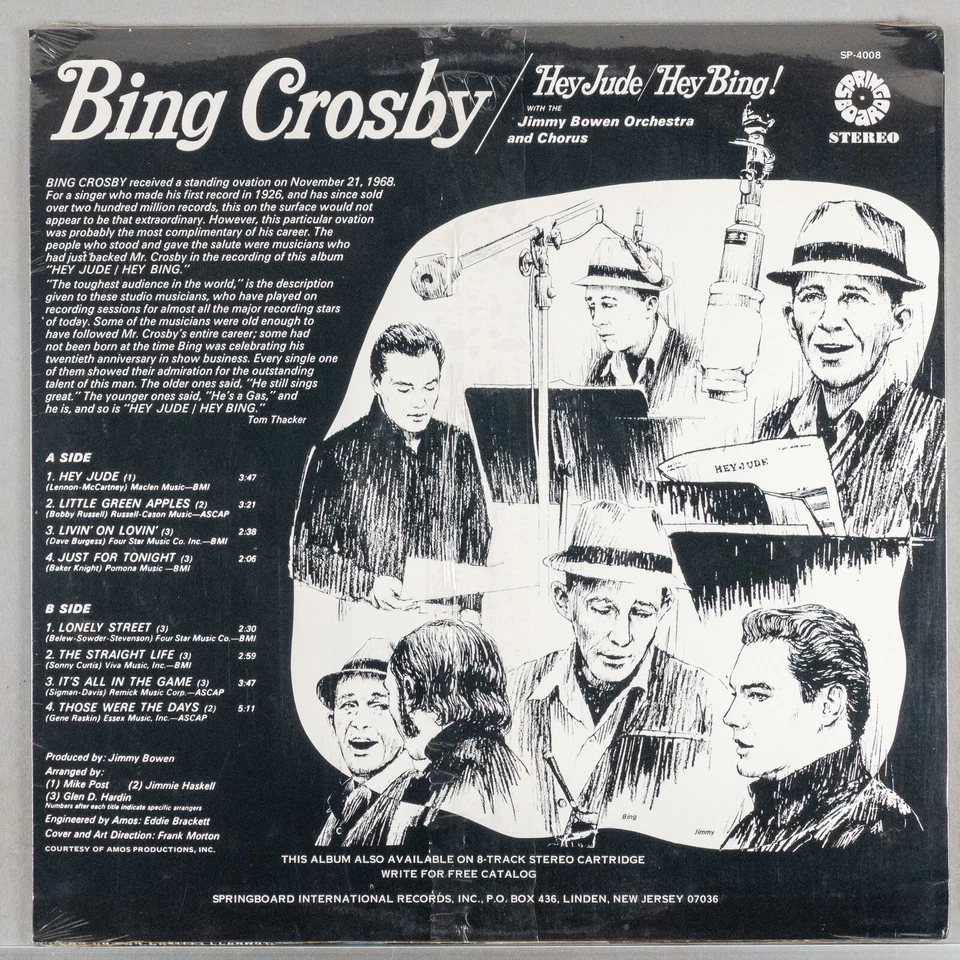 BING CROSBY Hey Jude/Hey Bing! 1969 LP *SEALED* NOS Vinyl Record Album SP-4008 - Imagem 2 de 2