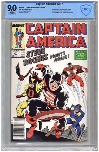 Captain America  #337  CBCS   9.0   VFNM  White pgs  1/88  Newsstand Edition 1st
