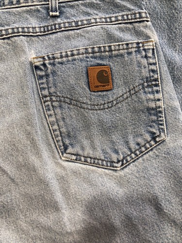Vtg Workwear Carhart Men’s Jeans Relaxed Distressed 45x30 - Picture 9 of 10