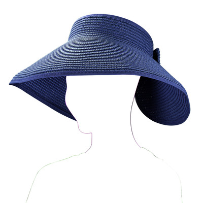 Women Packable Roll-up Wide Visor Straw Sun Hat Foldable  display picture 3