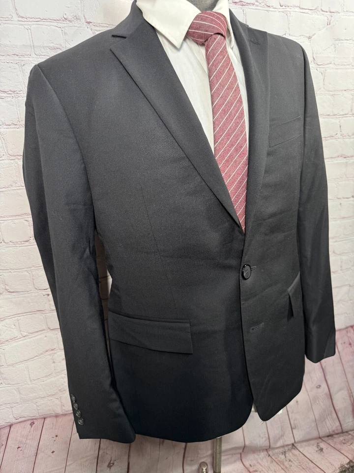 RYAN SEACREST Mens Black SLIM FIT Wool Suit Sport Coat Blazer Jacket 40S - Image 3 of 4