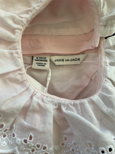 Janie and Jack NWT Pink Bunny Floral Lined Cotton Dress & Bloomer-6-12Mos - Picture 4 of 7