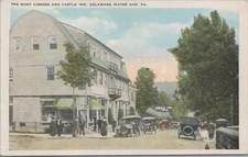 Postcard The Busy Corner and Castle Inn Delaware Water Gap PA 
