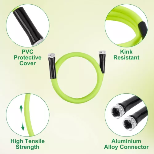 Garten Kurzschlauch 5/8 Zoll x 6 Fuß mit Drehgriff & Aluminiumarmaturen 3/4 Zoll Anschluss - Bild 6 von 12