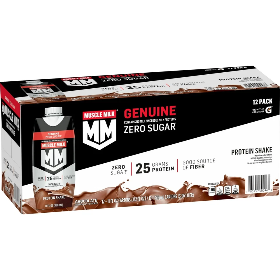 Batido de proteínas genuinas Muscle Milk, chocolate, cartón de 11 fl oz, paquete de 24 Foto 2 de 4