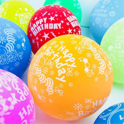 12" Mix Printed Happy Birthday Colour Latex Balloons party decorations ...