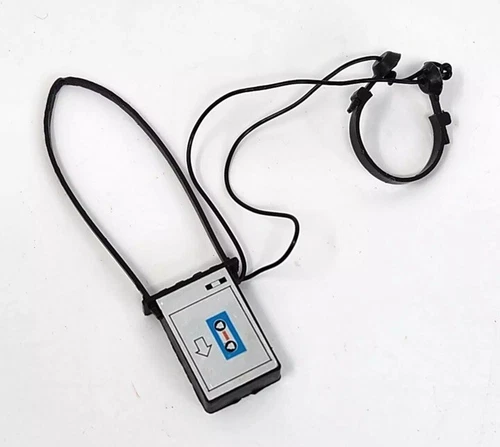 VINTAGE MATTEL BARBIE WALKMAN CASSETTE TAPE PLAYER W/ HEADPHONES BLACK PLASTIC