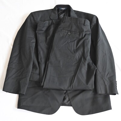 Joseph & Feiss 42S 34x30 Black Stripe 100% Wool Mens Jacket Pants Suit
