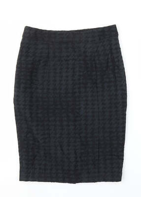 Matthew Williamson grauer Damenrock Houndstooth Polyester gerade & Bleistift Größe