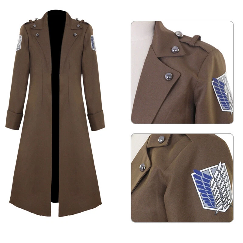 Attack On Titan Cosplay Eren Levi Chaqueta Marley Oficial Militar Uniforme Abrigo Foto 3 de 4