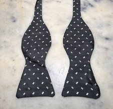 Marks Spencer Black Geometric Woven Adjustable Self Tie Bow Tie Made In U.K.
