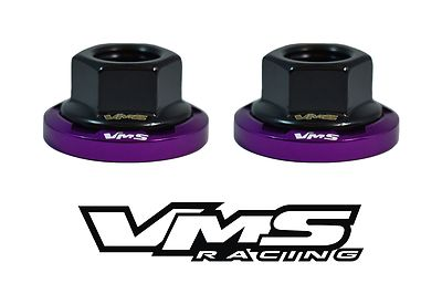 #ad 2 VMS RACING STRUT TOWER DRESS UP PURPLE WASHERS amp; BLACK FLANGED NUTS MITSUBISHI $15.88