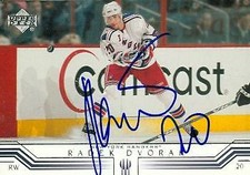Radek Dvorak autographed Hockey Card (New York Rangers) 2001 Upper Deck #116