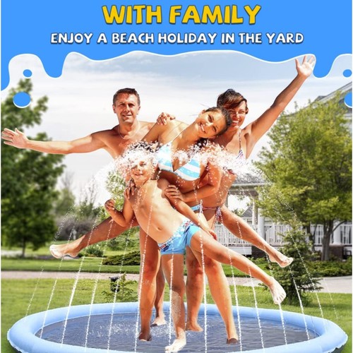 Water Sprinkler Pool Fountain Play Mat 67 inch Kids & Dogs Non-Slip Splash Pad - Picture 7 of 7