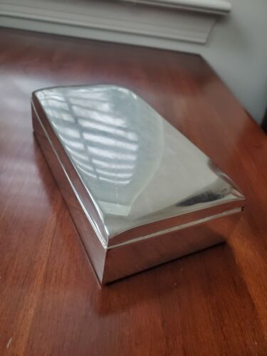Poole 77 Sterling Silver Cigarette Case Jewelry Dresser Box Wood Lined No Mono