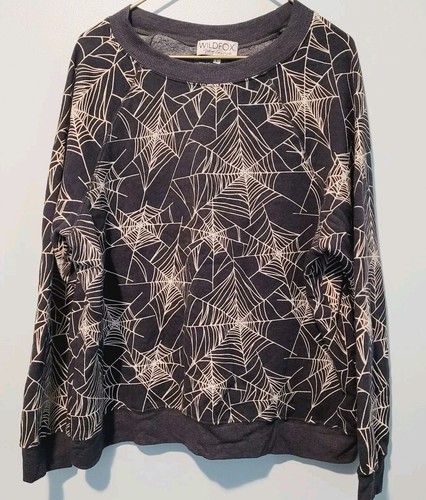 Wildfox Spiderweb Sommers Glow in the Dark Sweatshirt Sz Lg