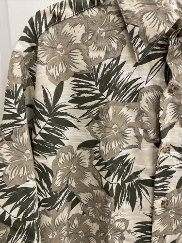 Falls Creek Hawaiian Shirt Mens Medium Floral Tropical Forest Green Easy Care - Picture 5 of 11