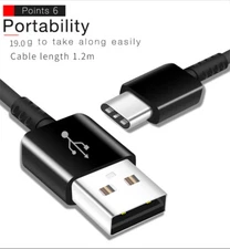 USB-C Type C Data Charger Fast Charging Cable Cord For Samsung Galaxy HUAWEI