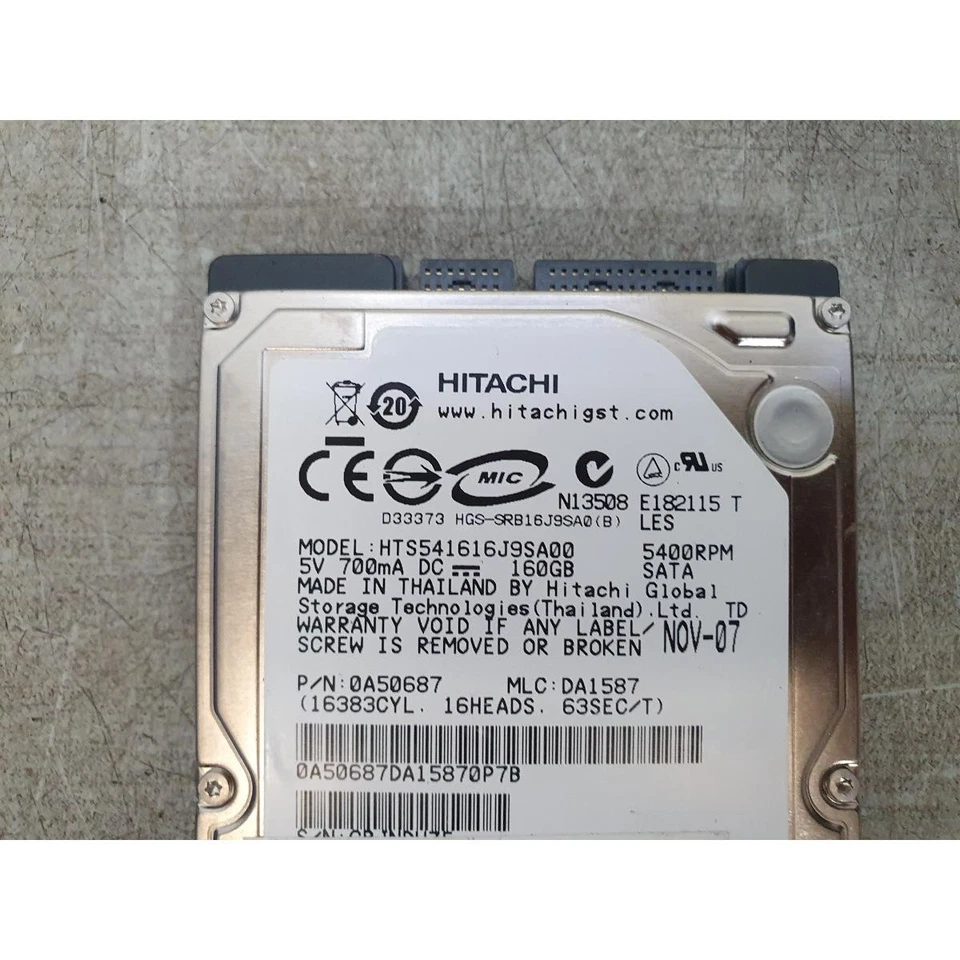 Hitachi HTS541616J9SA00 Internal Hard Drive Black SATA 160GB HDD 2.5" 5400 RPM - Image 2 of 4