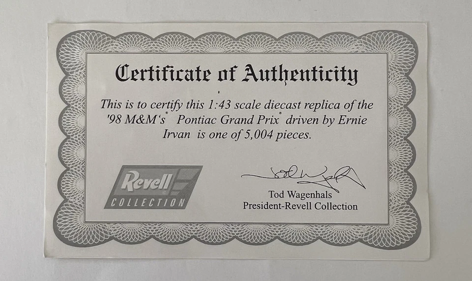 Ernie Lrvan #36 M&M 1998 Action Racing NASCAR Pontiac 1:43 Diecast - Image 2 of 4