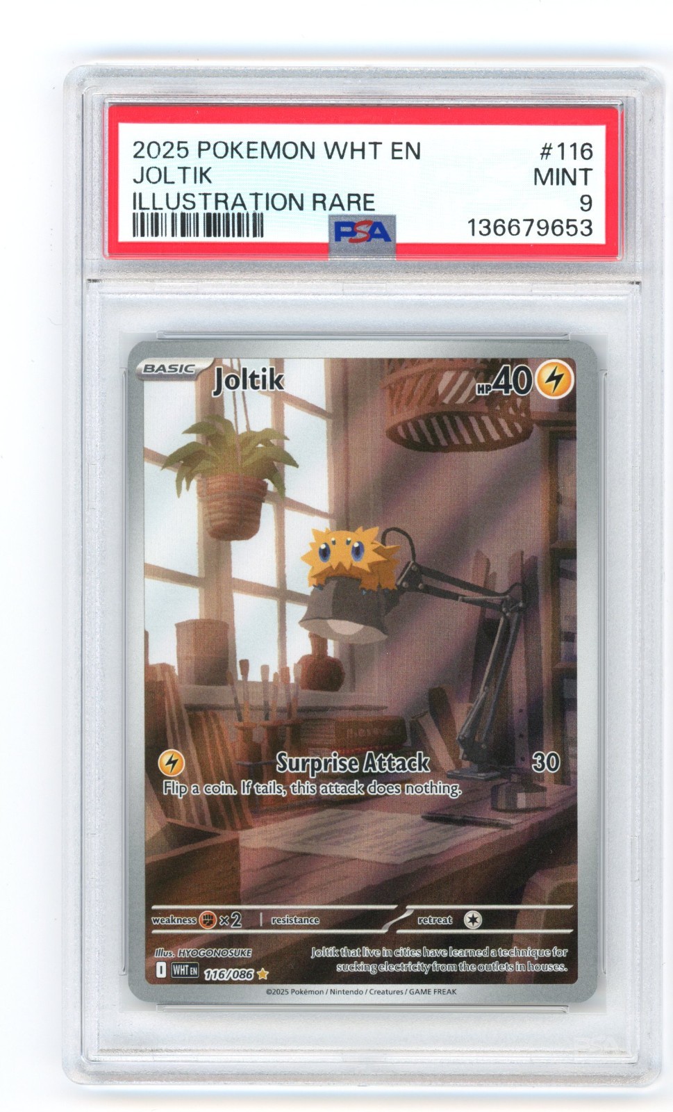 Pokemon Joltik Illustration Black Bolt White Flare 116/086 - PSA 9