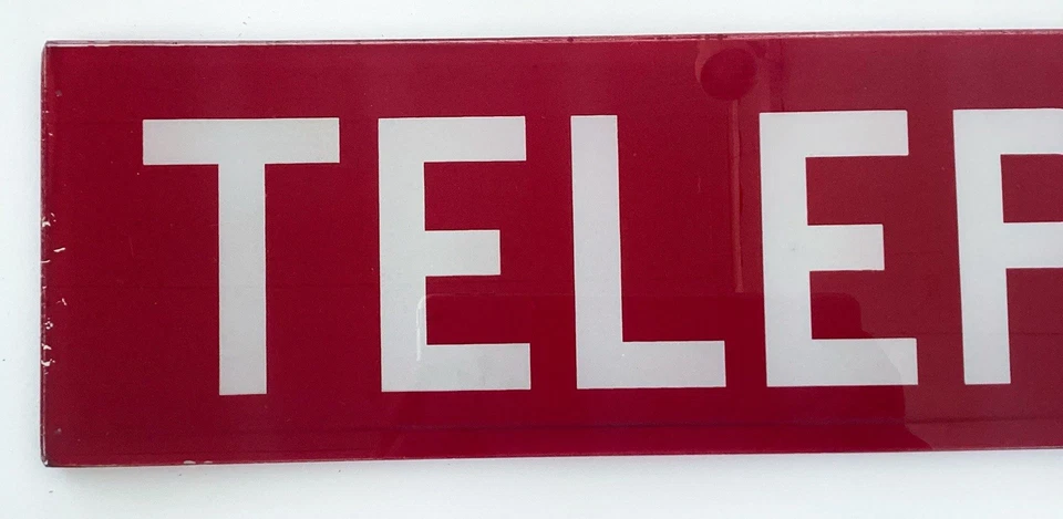 VINTAGE Original Red Payphone Telephone Booth Glass Sign 25.5 "  - Image 4 of 4