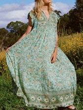 Spell And The Gypsy Folk Song House Dress Green Maxi Small