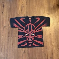 Insane Vintage 90 AOP Darth Maul Star Wars Tee Size Youth L Could Fit An S New