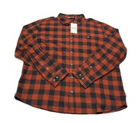 NEW Stio Men's Miter Lightweight Flannel Shirt Orange Buffalo Plaid Size 2XL