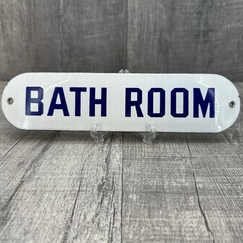ORIGINAL 1940's RARE BATHROOM PORCELAIN SIGN VINTAGE ANTIQUE GAS STATION OIL