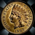 1907 Indian Head Cent NGC MS 65 RB CAC