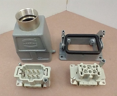 -USED- HARTING 6 E-F/M Plug Set Heavy Duty Power Connector 