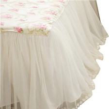 LELVA Dust Ruffled Bed Skirts Queen Size Wrap Around Lace Queen, White