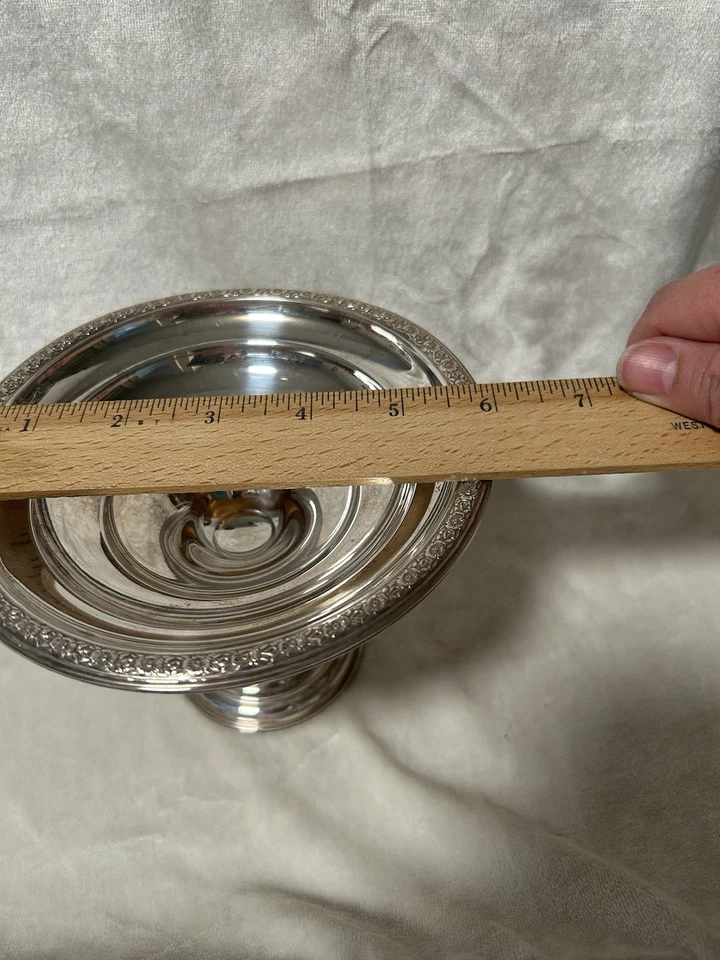 Plato de caramelo de compota con pedestal de plata esterlina acuoso vintage Foto 4 de 4