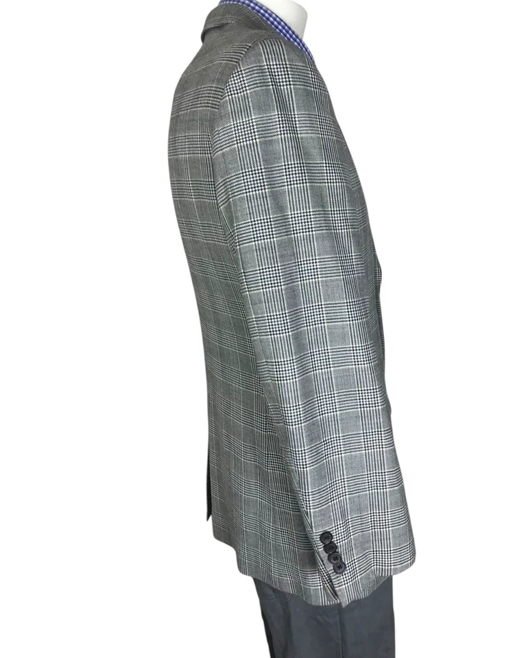 Nordstrom Sport coat Jacket Gray Glenplaid 2 Button SILK  Wool Blends Men’s 40R - Image 4 of 4