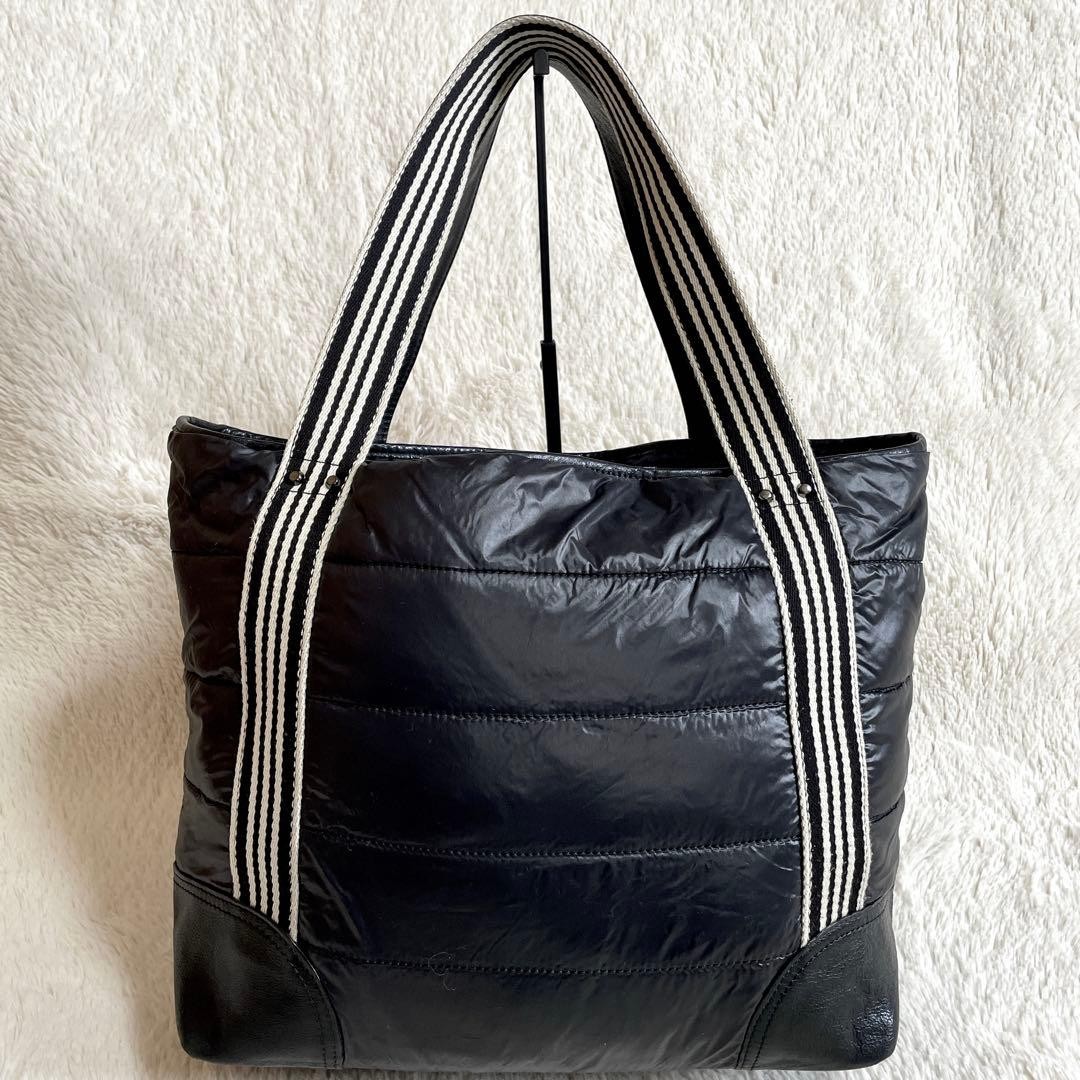 Burberry Blue Label Down Stripe Leather Large Tote Bag Black Handbag New thumbnail 21