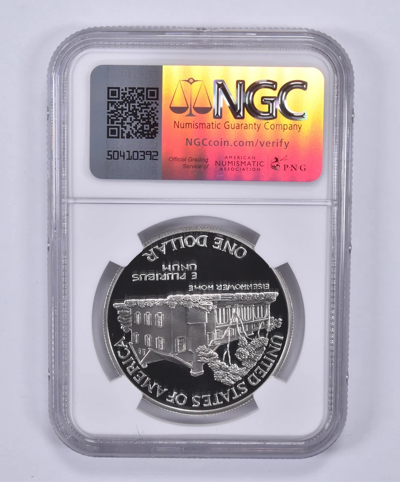 1990-P Eisenhower Commemorative Dollar Prestige Set PF69 UCAM NGC Brown *1027 - Image 2 of 4