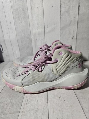 Size 7Y - Under Armour Girls Jet  21 3024794-104 Gray Purple Basketball Shoes