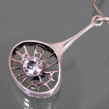 Alpo Tammi MODERNIST DESIGN Bergkristall  Silber Anhänger  Finnland Silber Kette