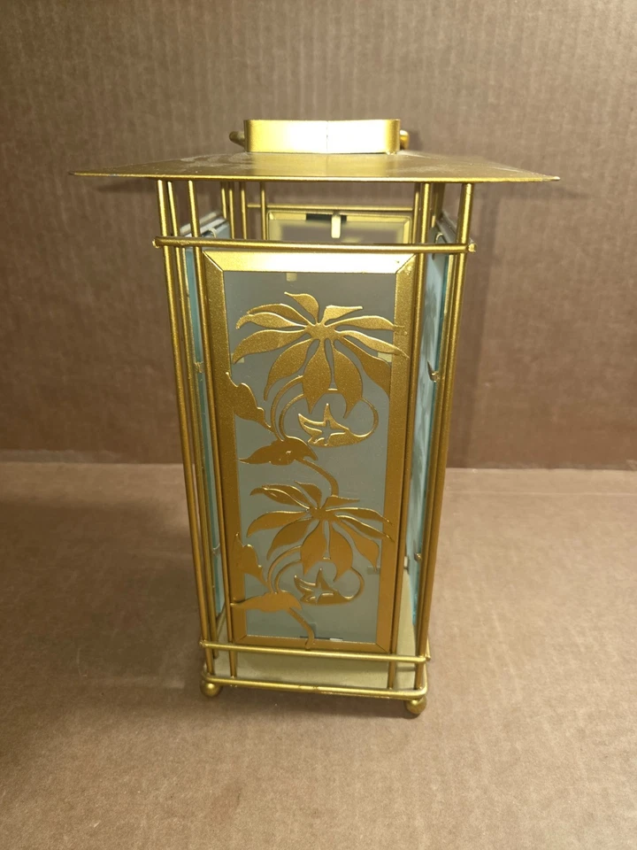 Linterna de vela / luz de té pagoda asiática aspecto de latón delicado vidrio extraíble Foto 3 de 4