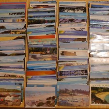 Jersey c442 posted with stamps continental postcards large lot box collection #B