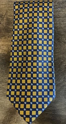 Robert Talbott Best In Class Silk Tie Navy/Gold/Silver 4” Wide ~USA~ Hand Sewn - Image 1 of 4