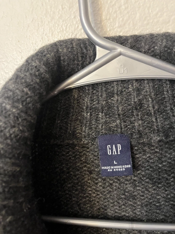 Cárdigan Suéter De Colección Gap Para Hombre Talla L Gris Invierno Patrón Lana Nylon Cabello Camello Foto 2 de 4