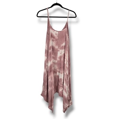Heart & Hips Womens Mauve Tie Dye Handkerchief Hem Boho Dress Size Large
