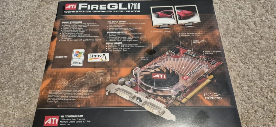 ATI FireGL V7100 256MB PCIE 256M Workstation Graphic Acc., Brand New ,Unopened - Image 3 of 4