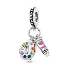 MULA Fashion 925 Silver DIY Charm AAA CZ Enamel Color Palette For Women Bracelet